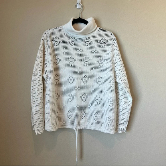 See by Chloe - White Mesh Drawstring Turtleneck Sweater - Picture 2 of 7